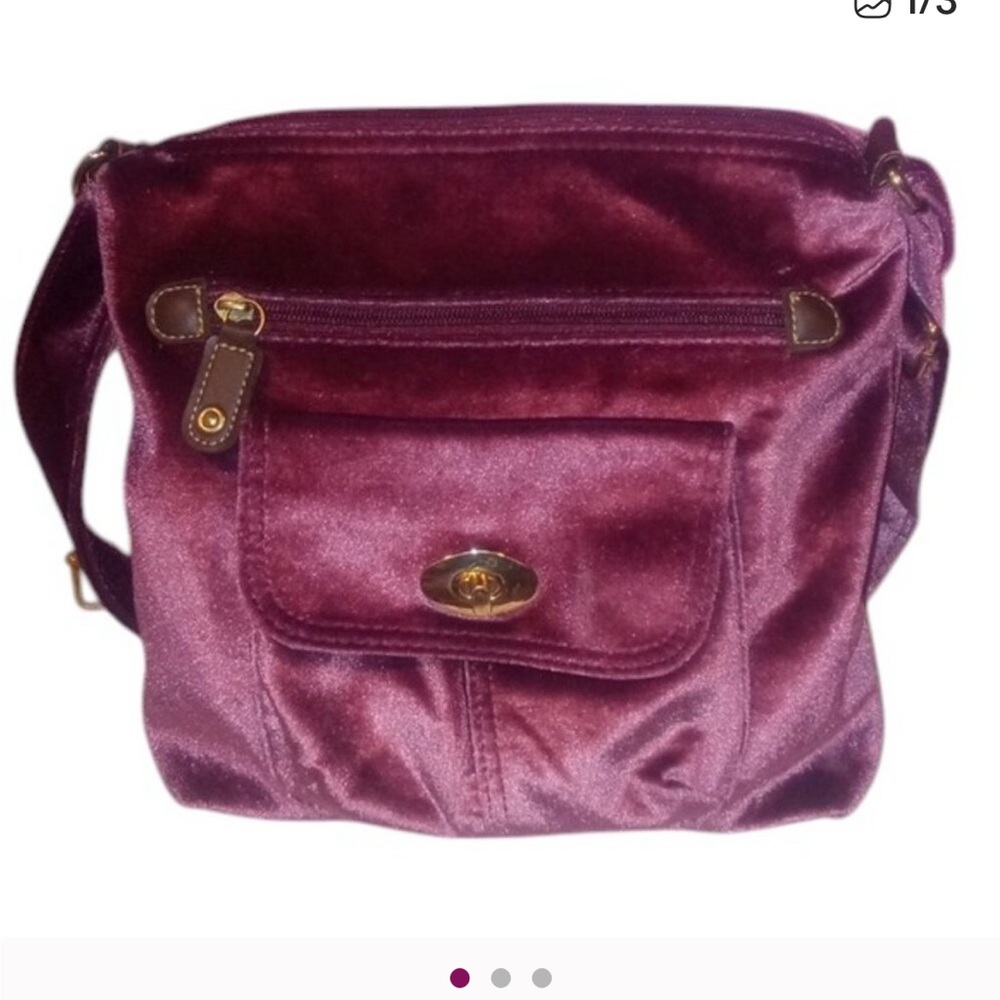 VINTAGE Crushed Velvet Burgundy Crossbody Bag, EUC.